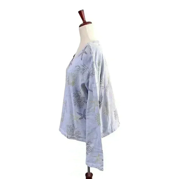 Fresh Produce Seashell Large Sweatshirt VTG Vintage‎ 90s Women's Sea Beach Blue - Picture 6 of 10